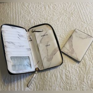 White marble matching passport case and travel wallet